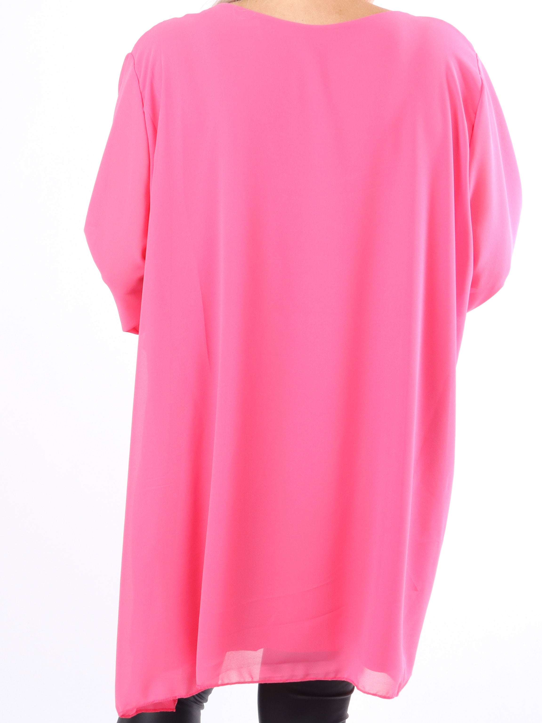 Wanda long sleeve - Tunikaklänning i chiffong i stora storlekar